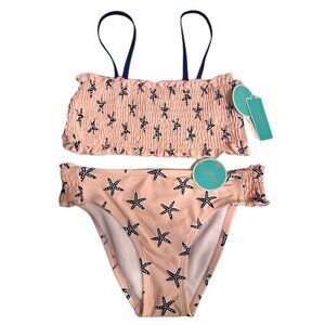 KIDS GIRLS Blush Pink & Navy Starfish Tropical Swim Set – Girls Size 10